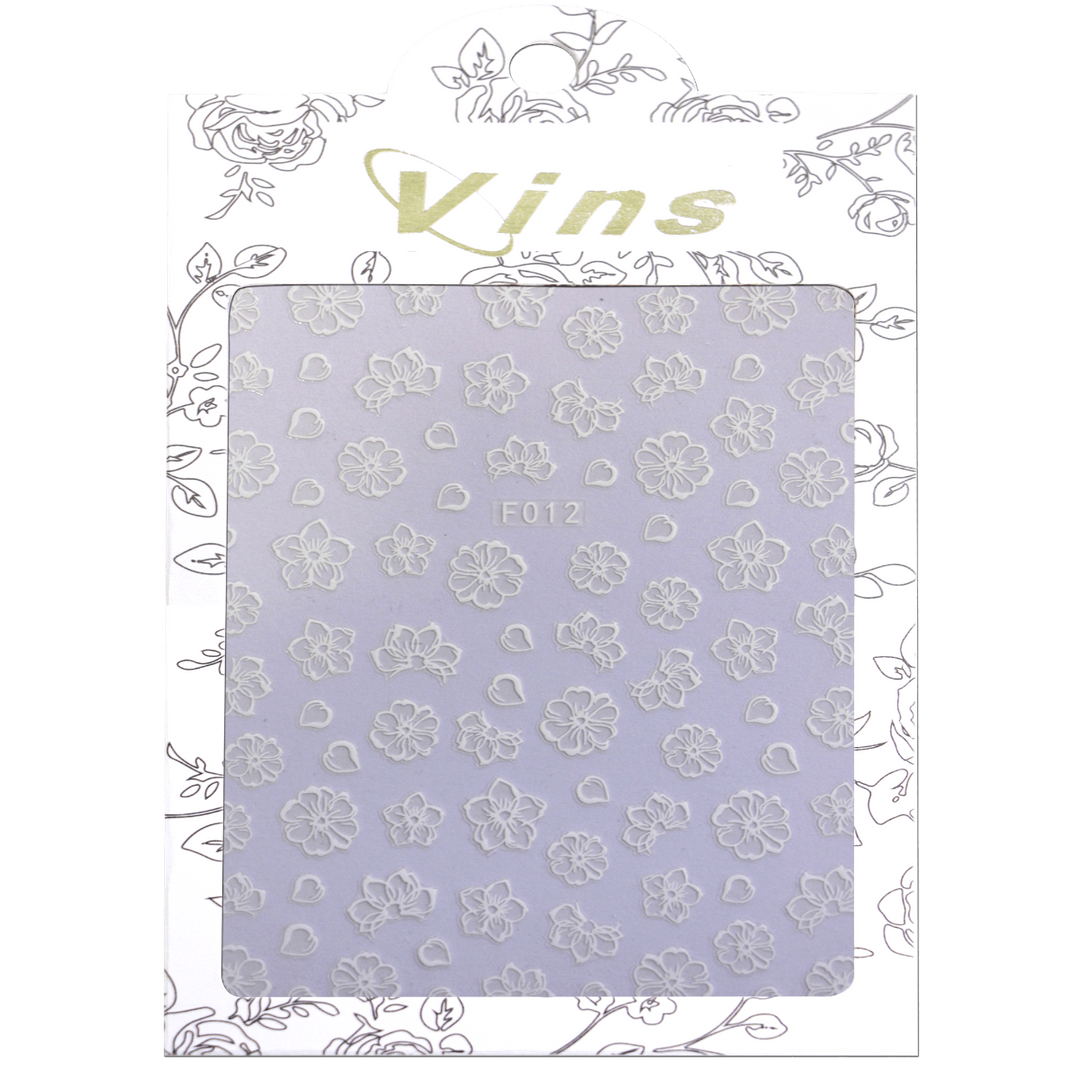 sticker ongles Fleur F012 Blanc