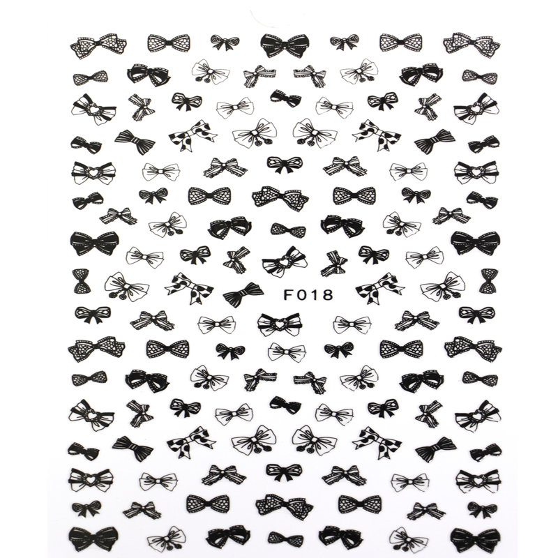 sticker ongles boucles noeud noir
