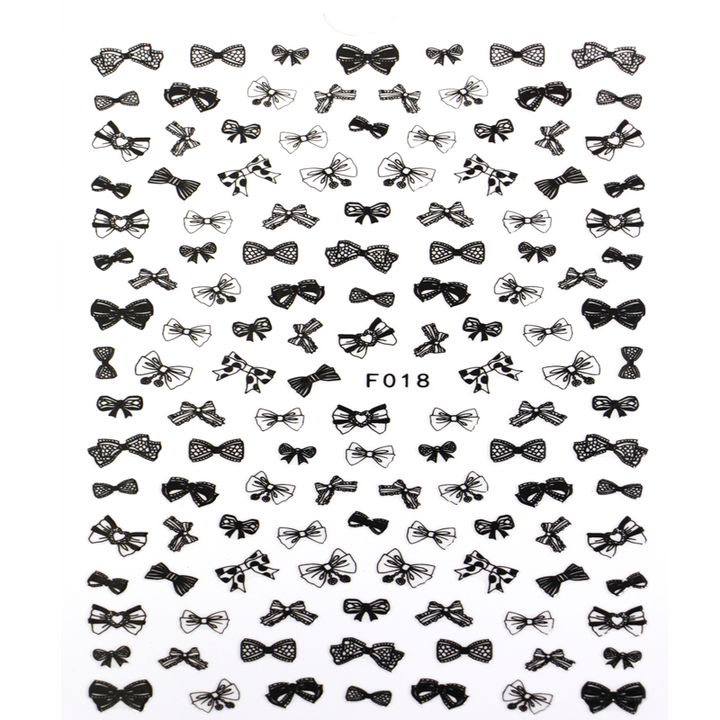 sticker ongles boucles noeud noir