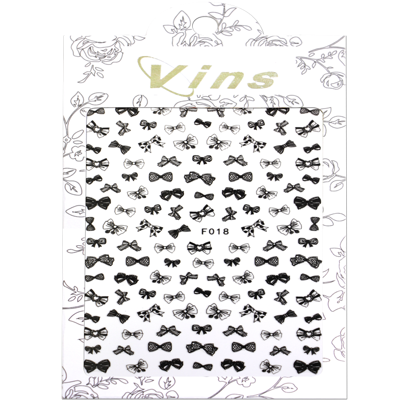 3D Nail Sticker Bow F018 Black