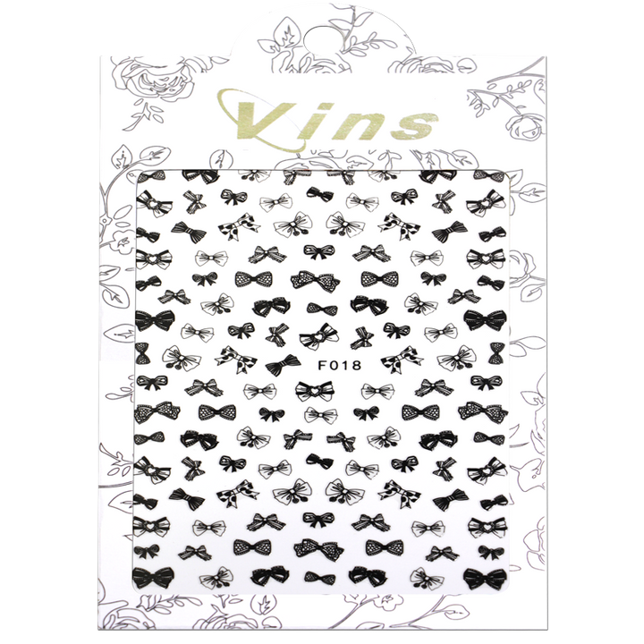 décalques ongles boucles noeud noir