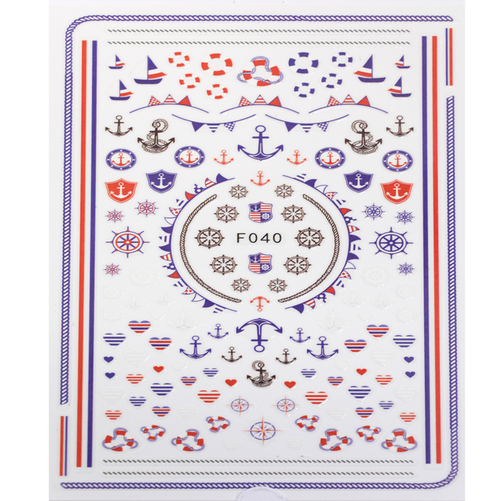 3D Nail Sticker model Anchor &amp; Boat F040