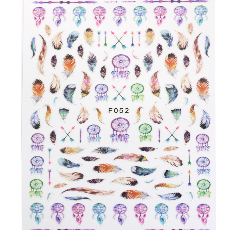 sticker ongles modèle Plume Capteur de Rêve flèches F052 aquarelle