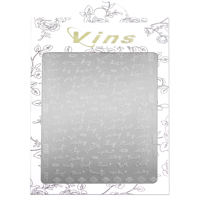 3D Nail Sticker LOVE Sweet Joy F116 White
