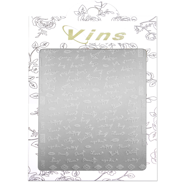 3D Nail Sticker LOVE Sweet Joy F116 White