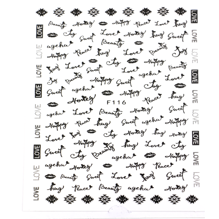 Stickerpour ongles LOVE sweet Joy Happy Beauty F116