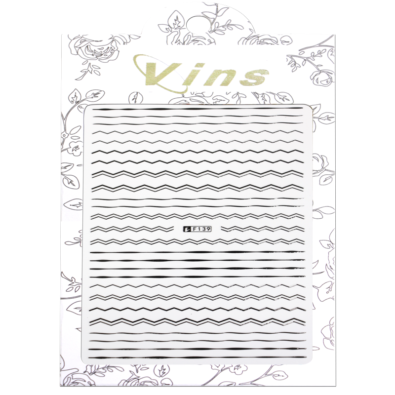 Décalques ongles  Ligne zig Zag F139 Noir
