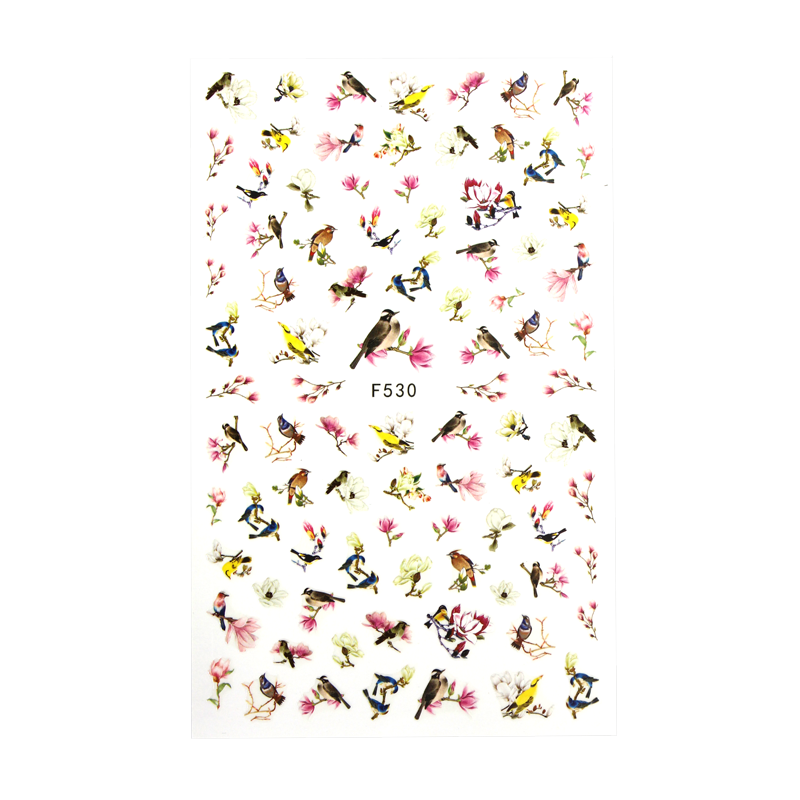 3D Nail Sticker Birds and Flowers F530