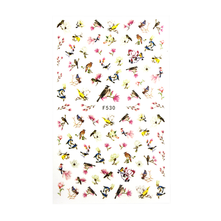 3D Nail Sticker Birds and Flowers F530
