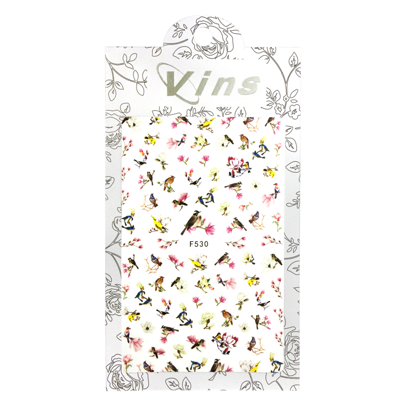 3D Nail Sticker Birds and Flowers F530