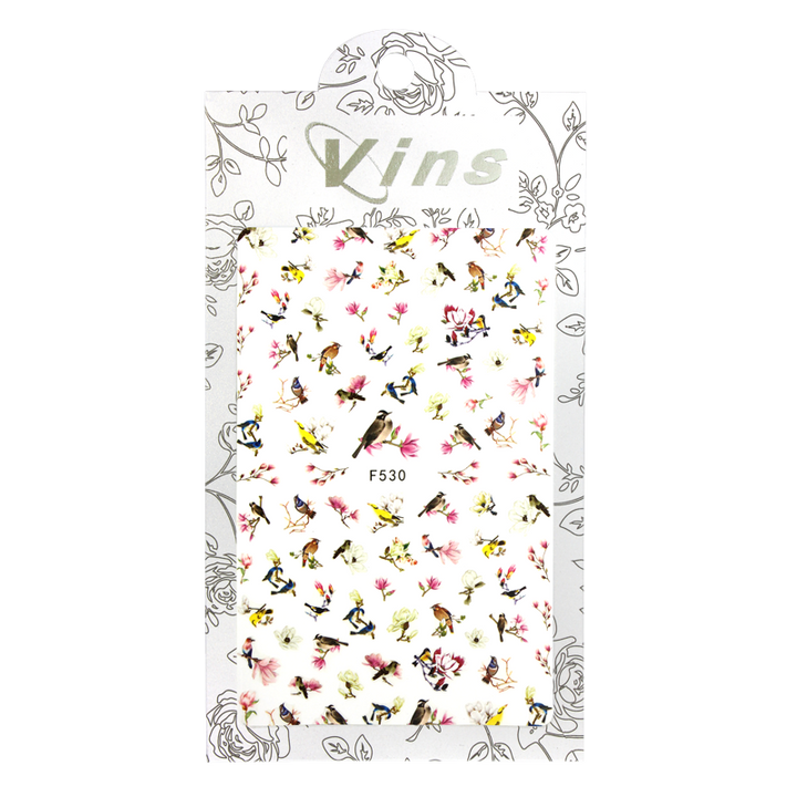 3D Nail Sticker Birds and Flowers F530