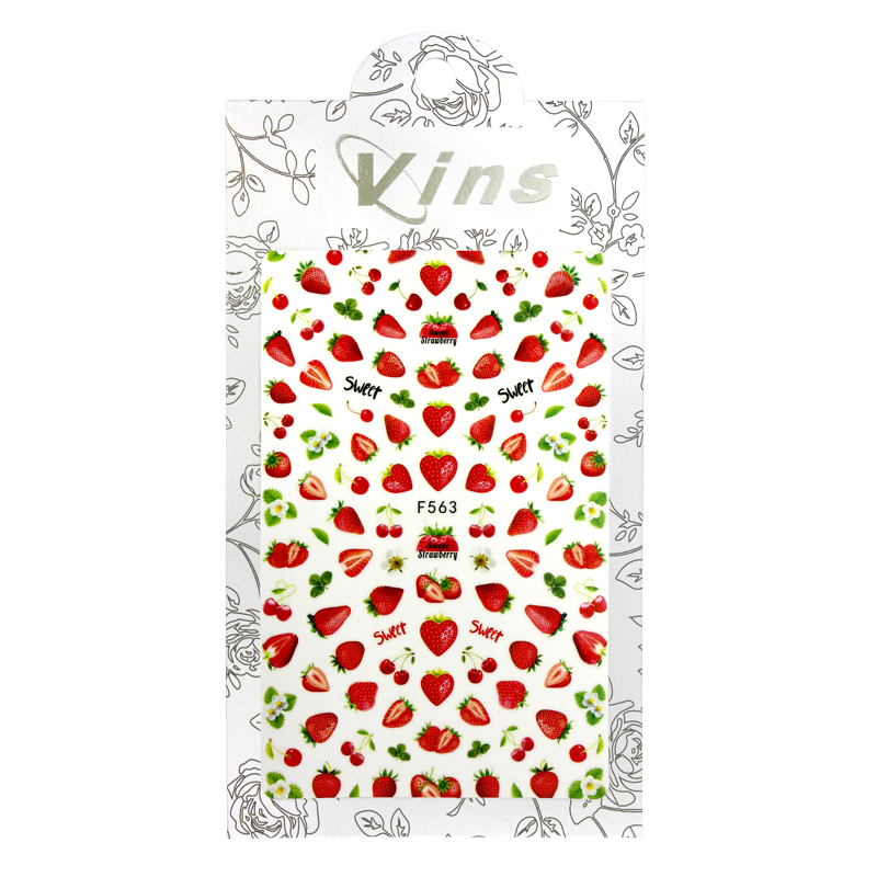 3D Nail Sticker Strawberries F563