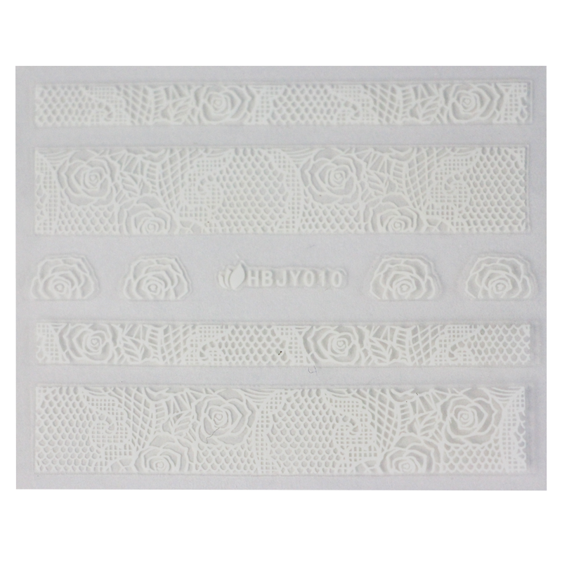 3D Nail Sticker Lace White HBJY010