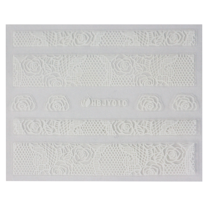 3D Nail Sticker Lace White HBJY010