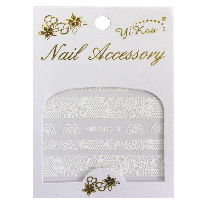 3D Nail Sticker Lace White HBJY010