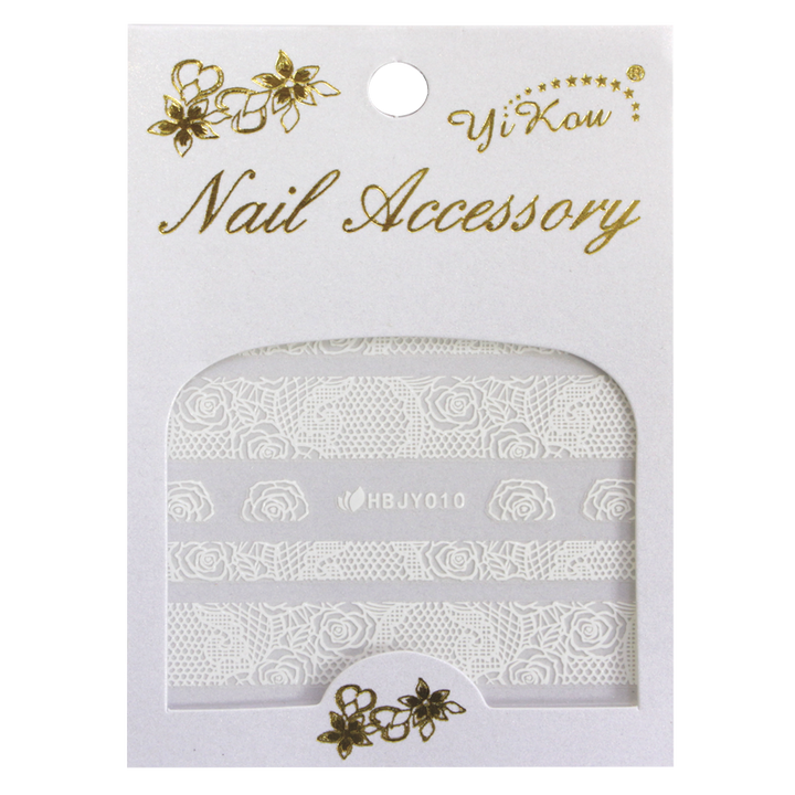 3D Nail Sticker Lace White HBJY010
