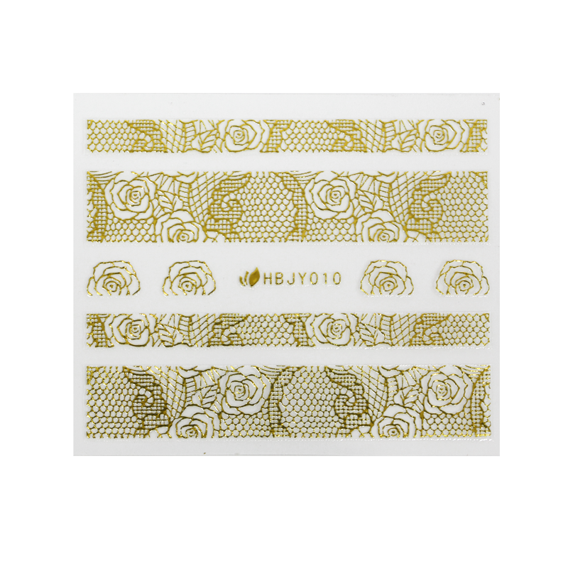 sticker ongle Dentelle Or HBJY010 résille