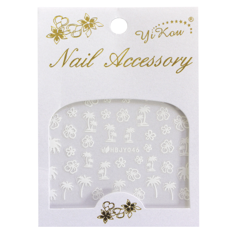 3-D Nail Sticker model White Palm Tree D3DHBJY046