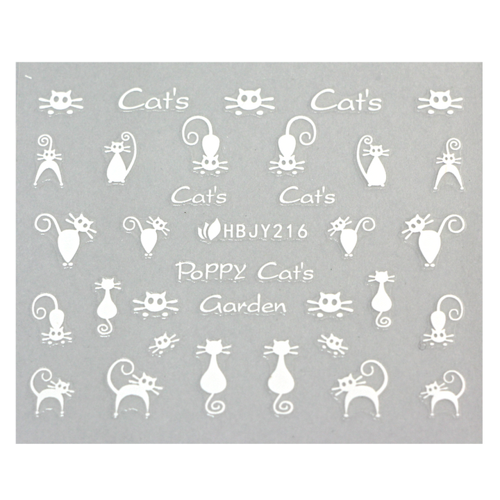 Décalques ongles chats blanc