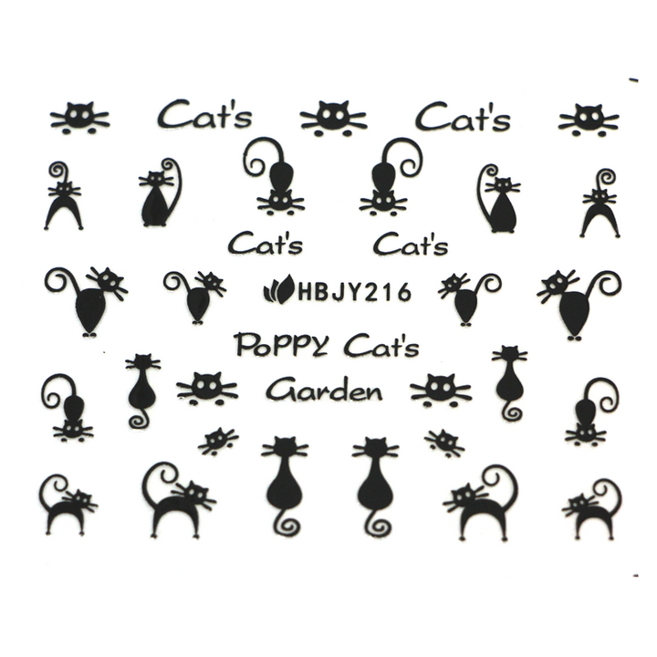 Décalques ongles chats HBJY216 noir