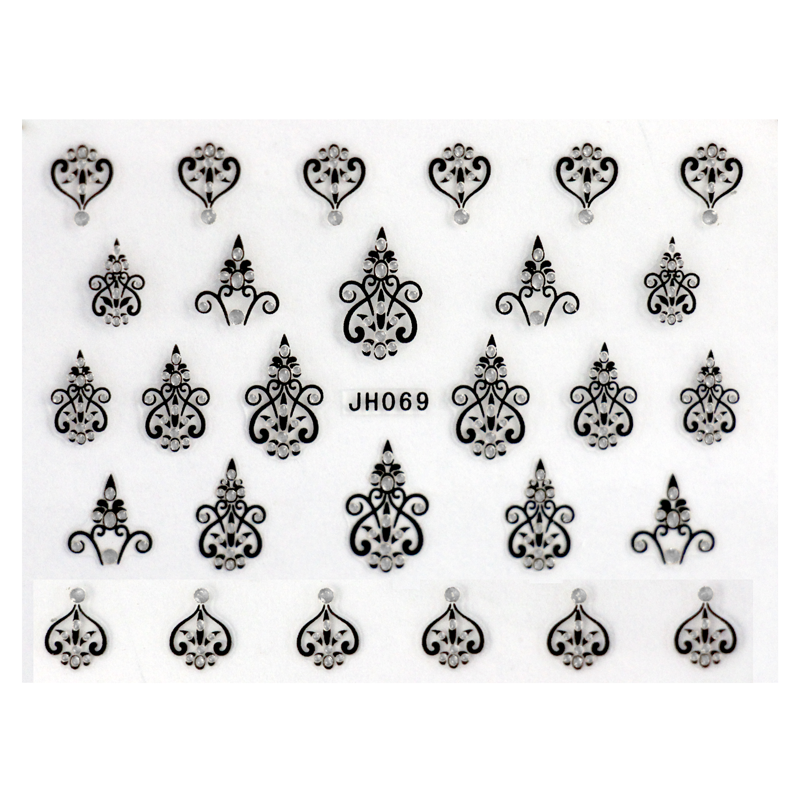 3-D Nail Sticker model Tribal Black Silver JH069