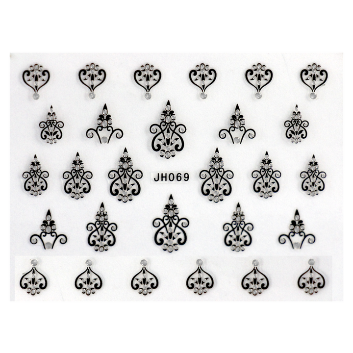 3-D Nail Sticker model Tribal Black Silver JH069