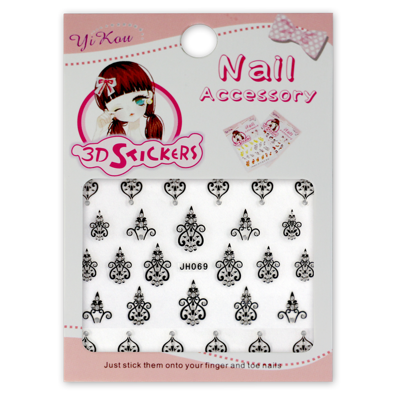 3-D Nail Sticker model Tribal Black Silver JH069