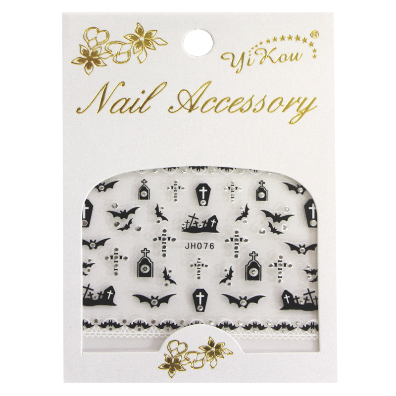3D Nail Sticker Halloween Black Silver JH076