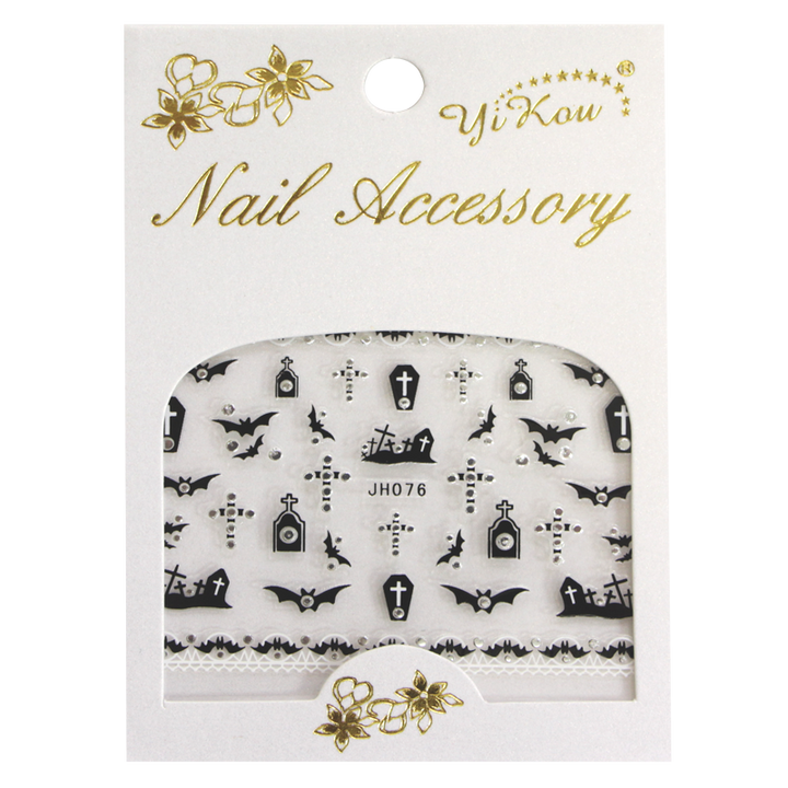 3D Nail Sticker Halloween Black Silver JH076