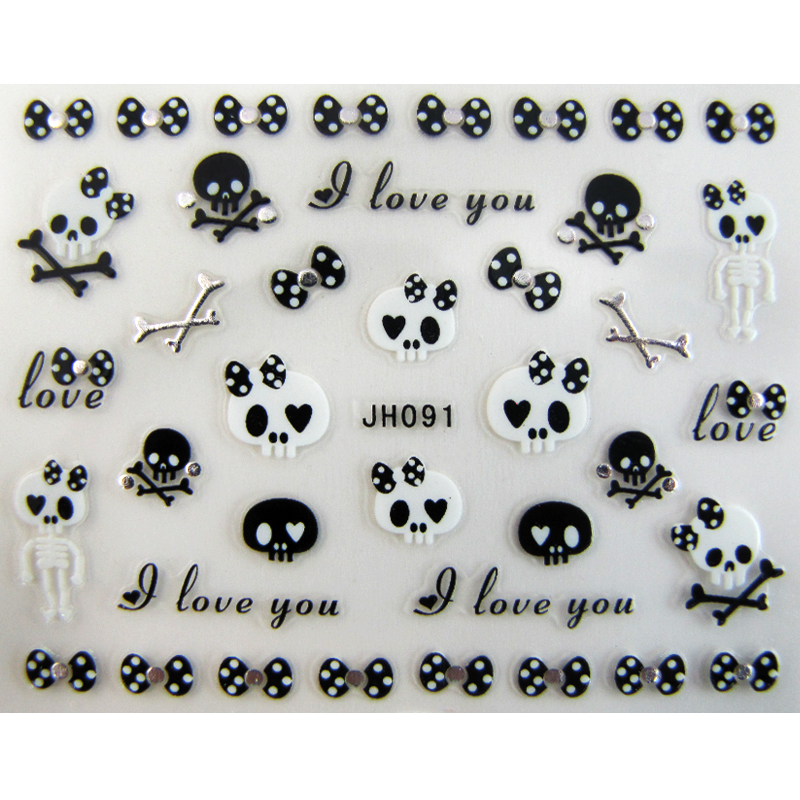 3-D Halloween Tête de Mort Noir/Argent JH091