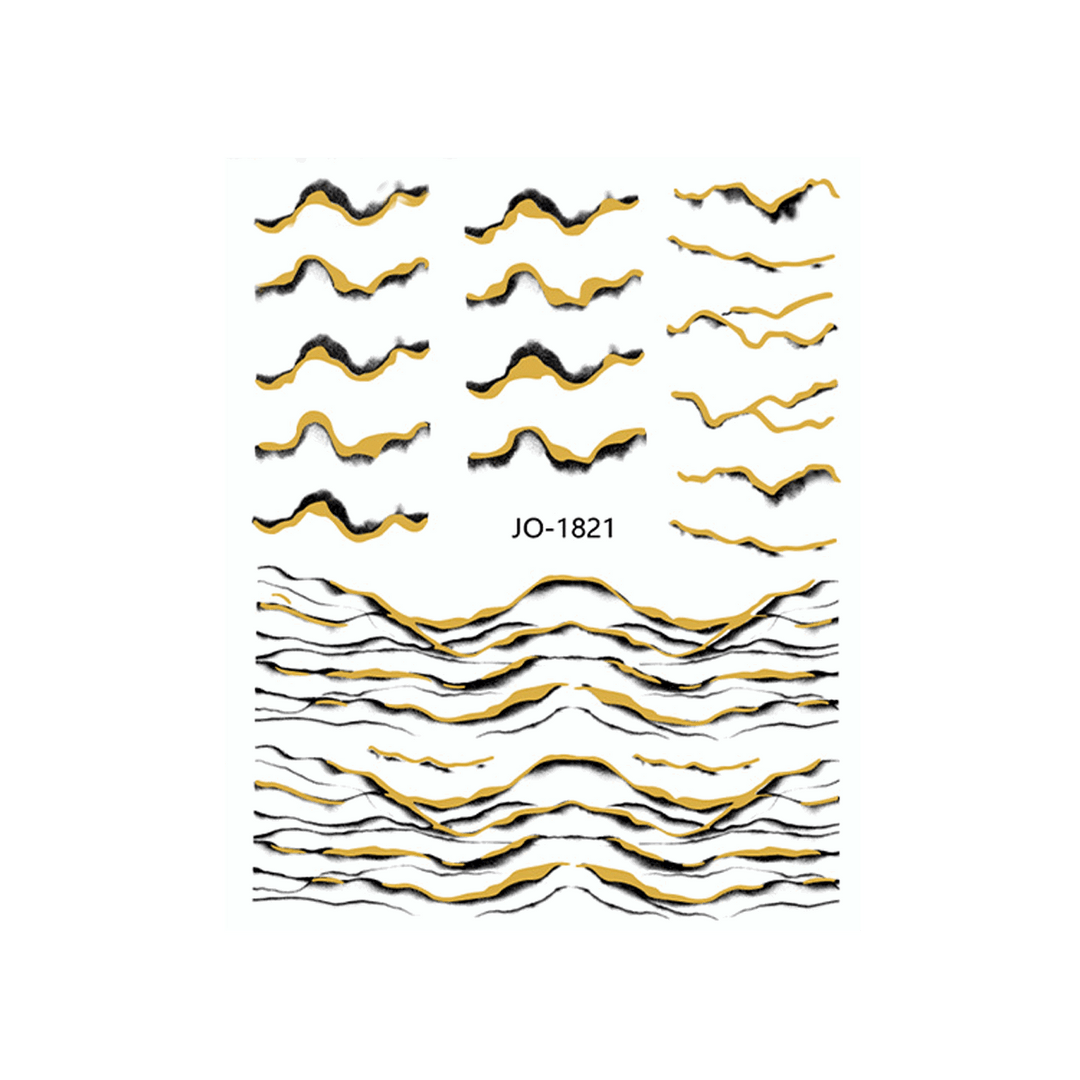 3D Nail Sticker Marble Gold and Black JO-1821