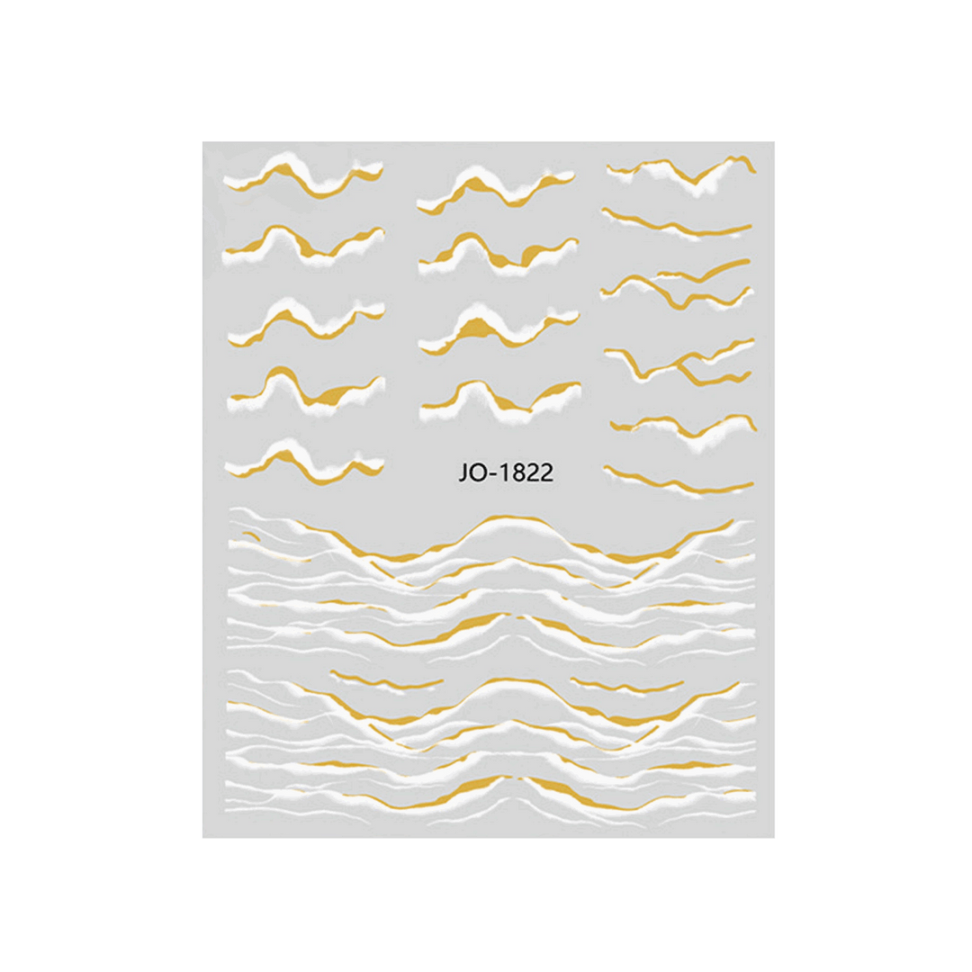 3D Nail Sticker Marble Gold and White JO-1822