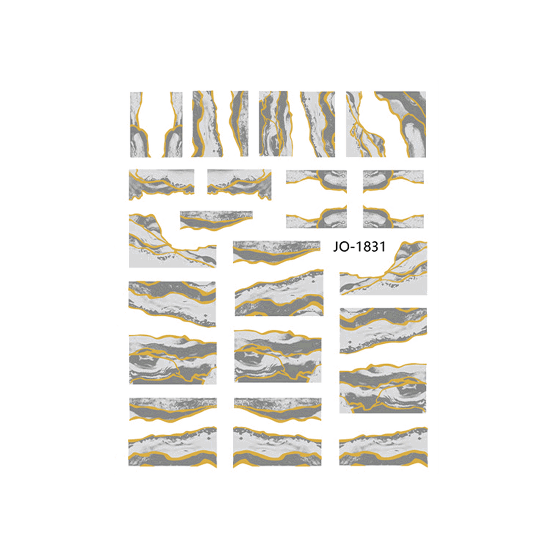 3D Nail Sticker Marble Grey and Gold JO-1831