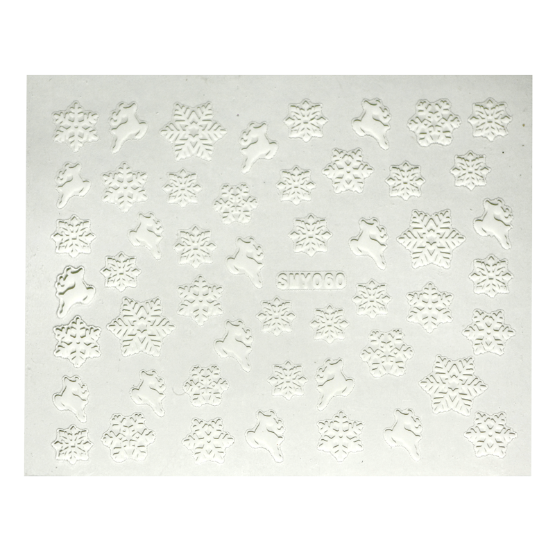 3D Nail Sticker White Snowflake and Reindeer SMY060