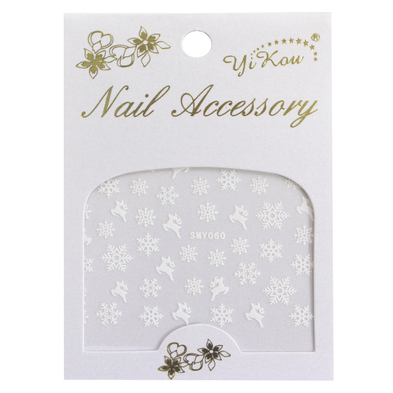 3D Nail Sticker White Snowflake and Reindeer SMY060