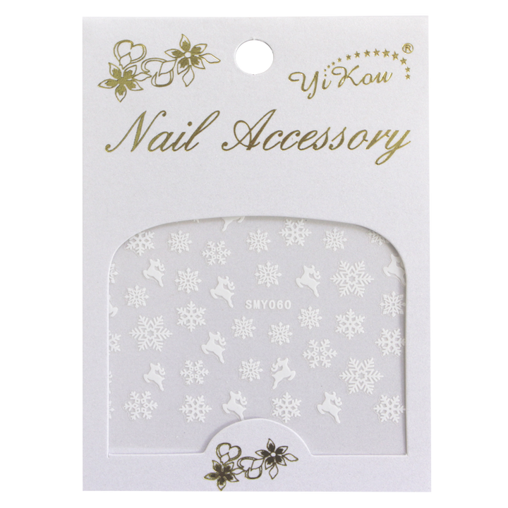 3D Nail Sticker White Snowflake and Reindeer SMY060