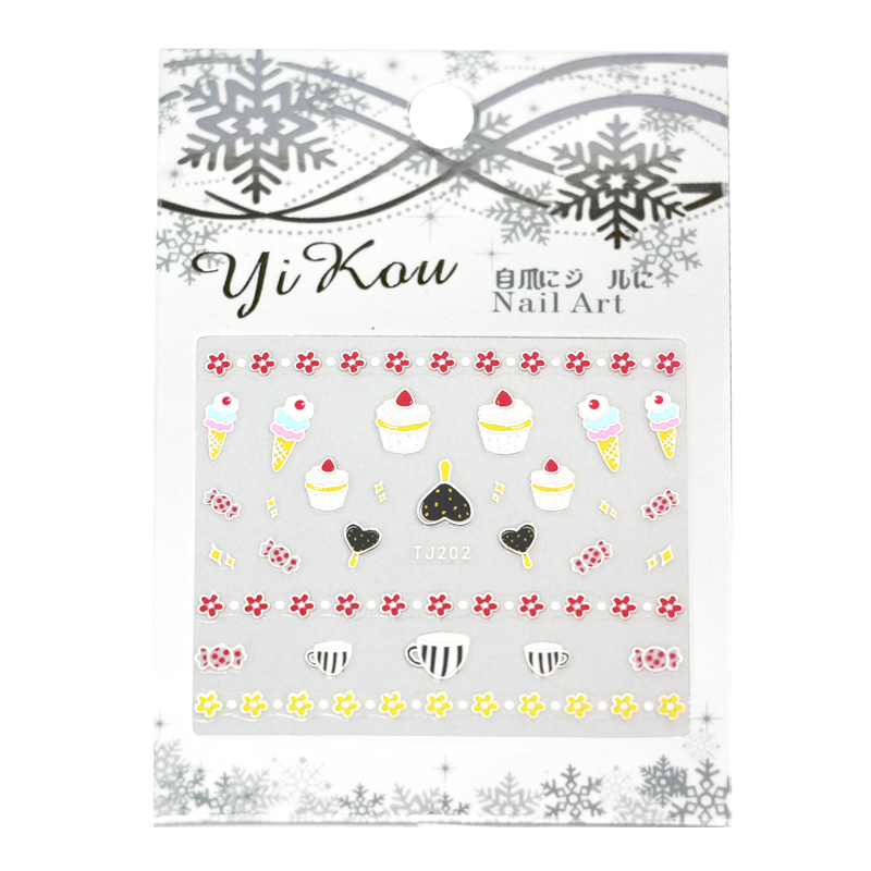Décalques ongles petits gâteaux crème glacée fleur tasses bonbons cupcake