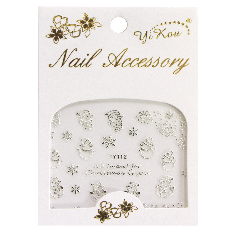 3D Nail Sticker Silver Xmas Snowman TY112