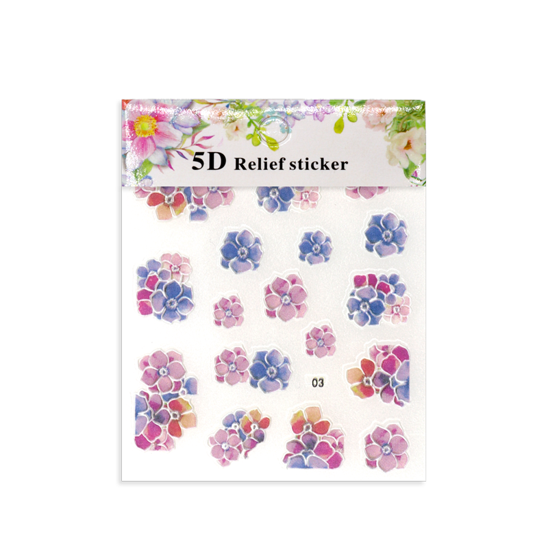 Décalques 5D Fleurs Multicolores 5D-03 sticker ongles