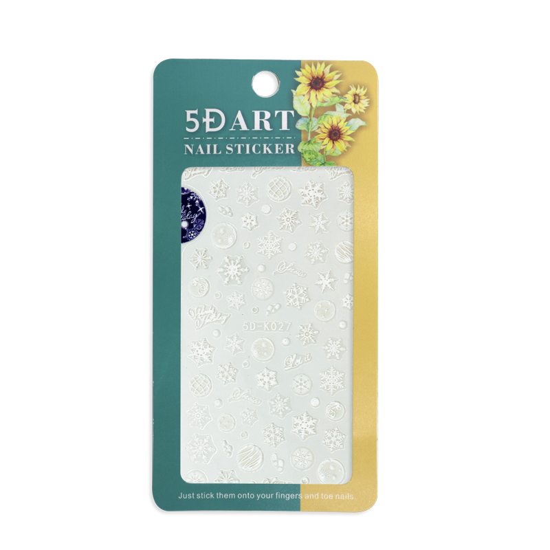 3D Nail Sticker White Snowflakes 5D-K027