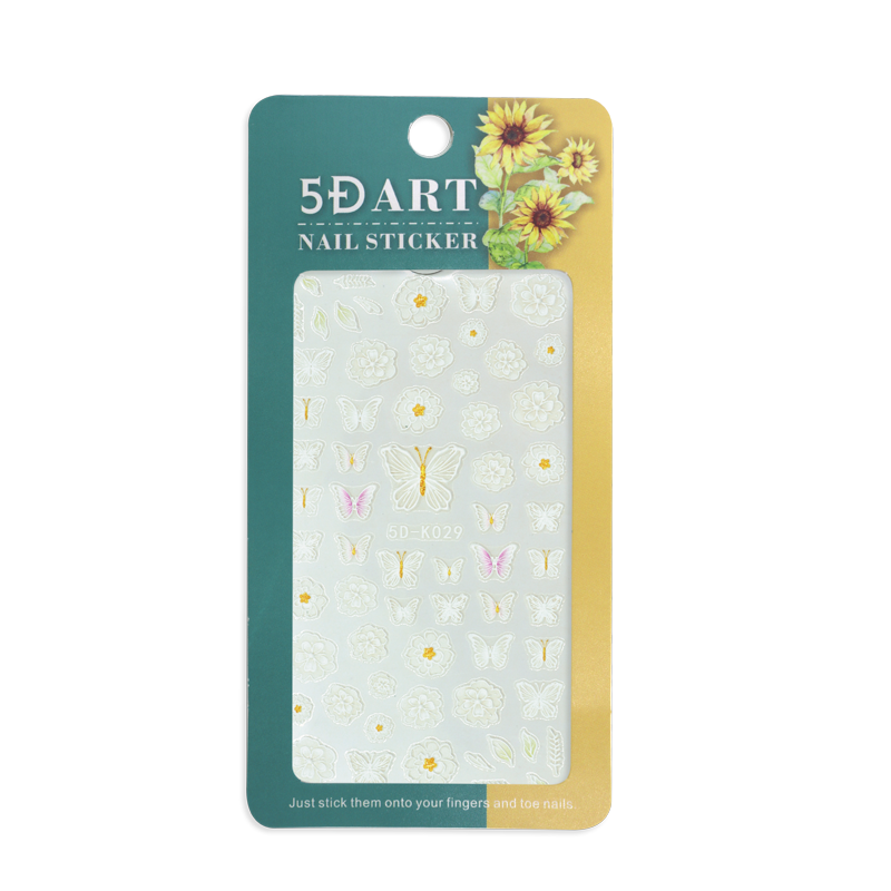 Décalques 5-D modèle Papillons & Fleurs Blancs 5D-K029
