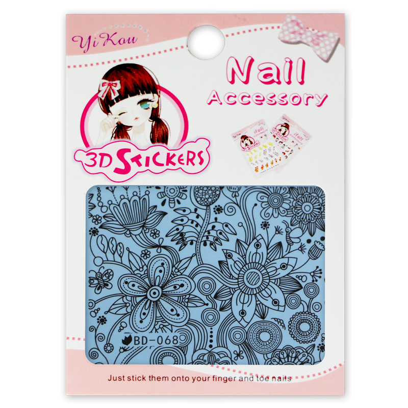Décalques à l'Eau Motif Floral Noir BD-068