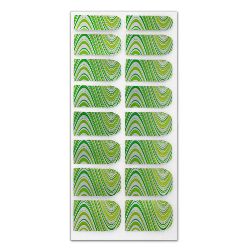 Décalque Métallisé Intégral Courbes Vert/Jaune/Argent #106