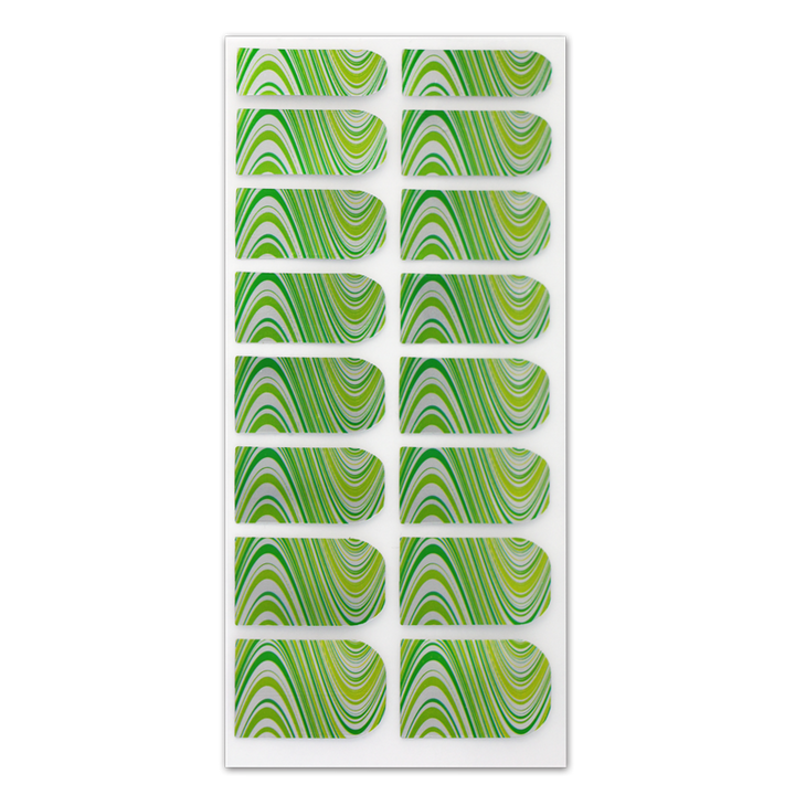 Décalque Métallisé Intégral Courbes Vert/Jaune/Argent 