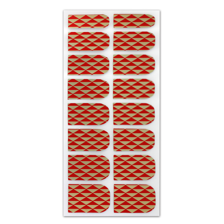 Décalque Métallisé Intégral Triangles Rouge/Or 