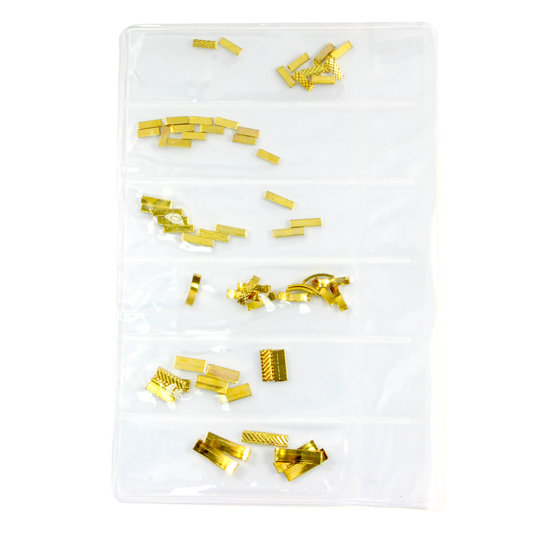 Nail Art Studs Bag - Gold Textured Rectangle 004