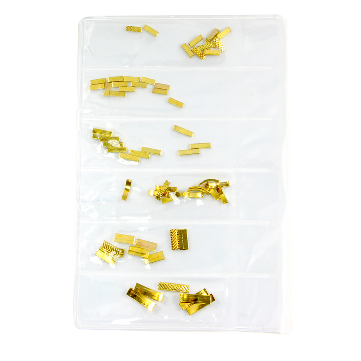 Nail Art Studs Bag - Gold Textured Rectangle 004