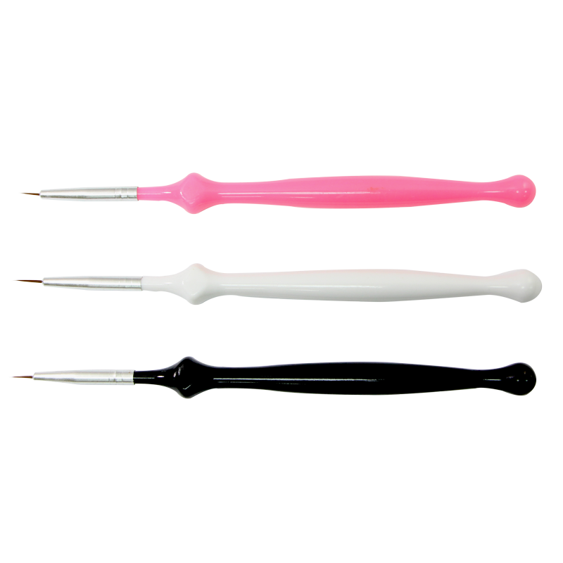 Nail Art Brush 3pcs Set White/Black/Pink