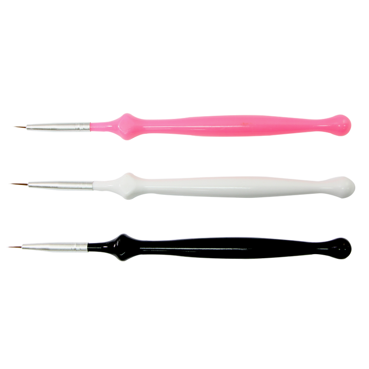 Nail Art Brush 3pcs Set White/Black/Pink
