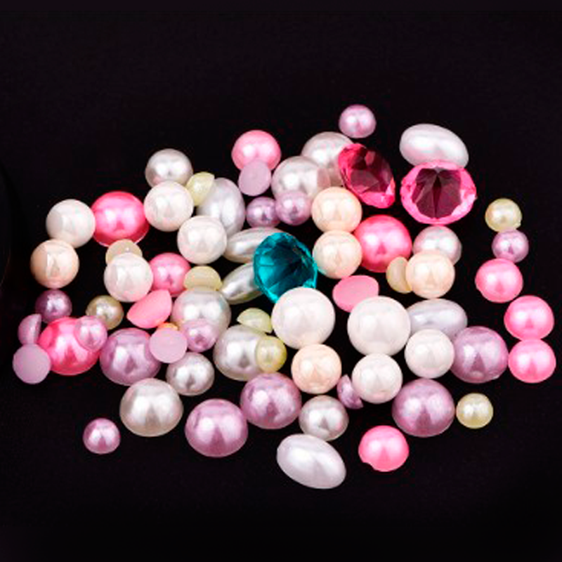 Nail Art Kit 03 - White, Pink and Gold Pearls